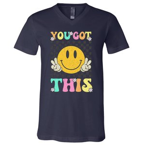 Retro Groovy You Got This Motivational Testing Day Teacher V-Neck T-Shirt