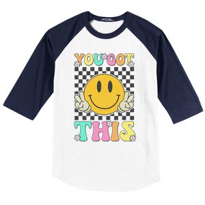 Retro Groovy You Got This Motivational Testing Day Teacher Baseball Sleeve Shirt