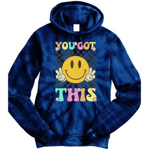 Retro Groovy You Got This Motivational Testing Day Teacher Tie Dye Hoodie