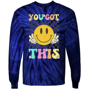 Retro Groovy You Got This Motivational Testing Day Teacher Tie-Dye Long Sleeve Shirt