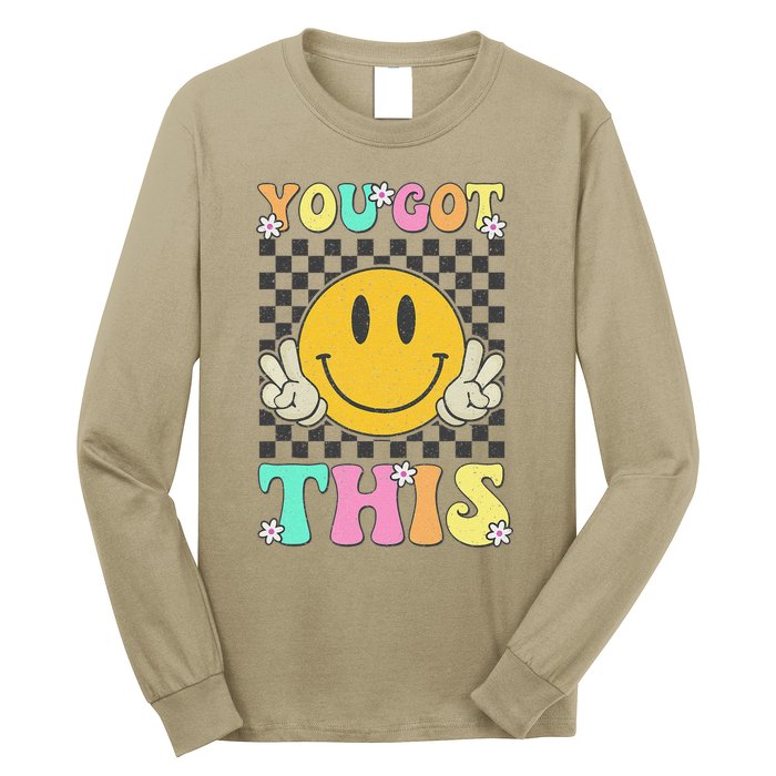 Retro Groovy You Got This Motivational Testing Day Teacher Long Sleeve Shirt