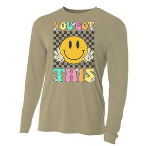 Retro Groovy You Got This Motivational Testing Day Teacher Cooling Performance Long Sleeve Crew