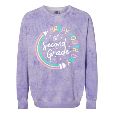 Retro Happy 100th Day 2nd Grade 100 Days Of School Teacher Colorblast Crewneck Sweatshirt