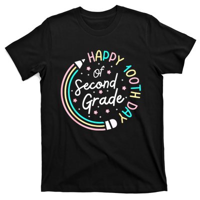 Retro Happy 100th Day 2nd Grade 100 Days Of School Teacher T-Shirt