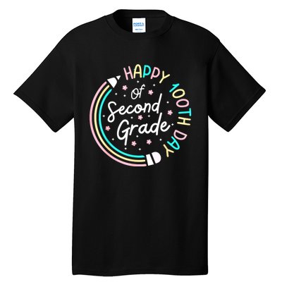 Retro Happy 100th Day 2nd Grade 100 Days Of School Teacher Tall T-Shirt