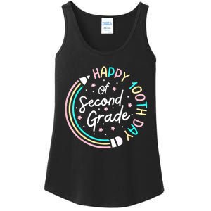 Retro Happy 100th Day 2nd Grade 100 Days Of School Teacher Ladies Essential Tank