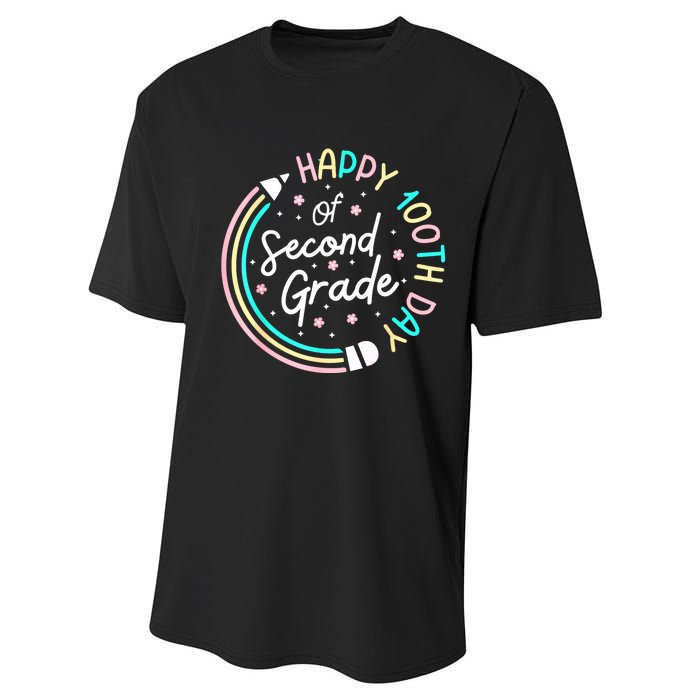 Retro Happy 100th Day 2nd Grade 100 Days Of School Teacher Performance Sprint T-Shirt