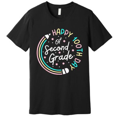 Retro Happy 100th Day 2nd Grade 100 Days Of School Teacher Premium T-Shirt