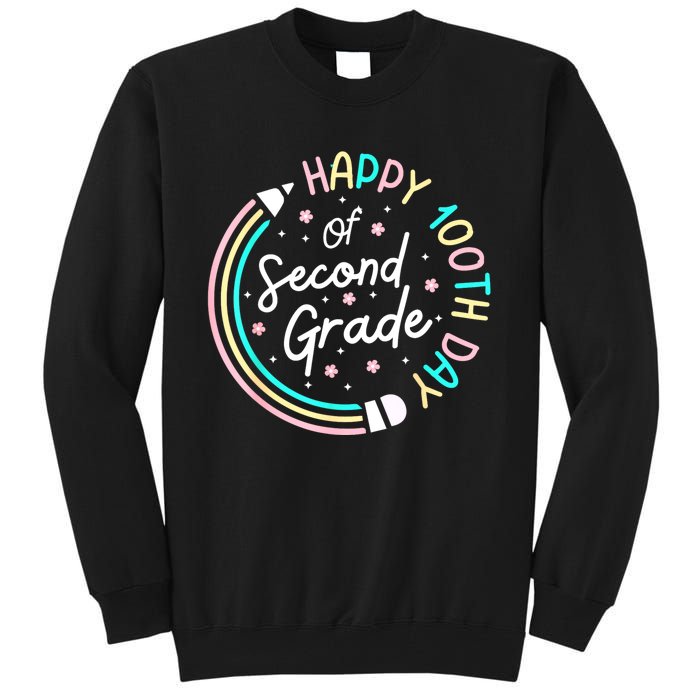 Retro Happy 100th Day 2nd Grade 100 Days Of School Teacher Tall Sweatshirt