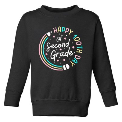 Retro Happy 100th Day 2nd Grade 100 Days Of School Teacher Toddler Sweatshirt