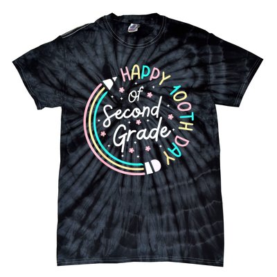 Retro Happy 100th Day 2nd Grade 100 Days Of School Teacher Tie-Dye T-Shirt