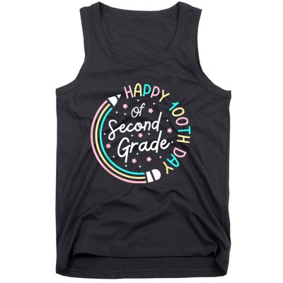 Retro Happy 100th Day 2nd Grade 100 Days Of School Teacher Tank Top