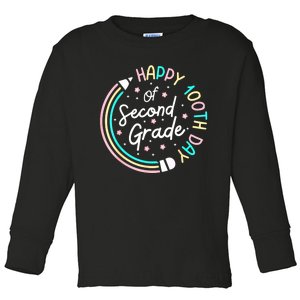 Retro Happy 100th Day 2nd Grade 100 Days Of School Teacher Toddler Long Sleeve Shirt