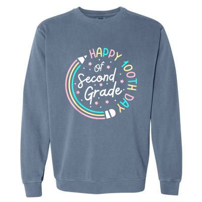 Retro Happy 100th Day 2nd Grade 100 Days Of School Teacher Garment-Dyed Sweatshirt