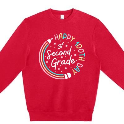 Retro Happy 100th Day 2nd Grade 100 Days Of School Teacher Premium Crewneck Sweatshirt