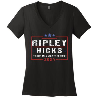 Ripley Hicks 2024 retro t's The Only Way to Be Sure  Women's V-Neck T-Shirt