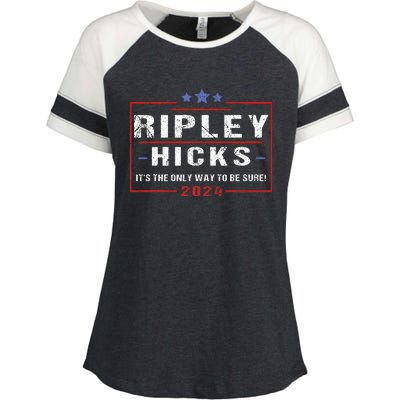 Ripley Hicks 2024 retro t's The Only Way to Be Sure  Enza Ladies Jersey Colorblock Tee