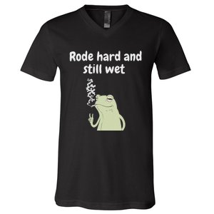 Rode Hard And Still Wet Frog  Exchange Party V-Neck T-Shirt