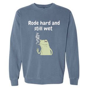 Rode Hard And Still Wet Frog  Exchange Party Garment-Dyed Sweatshirt