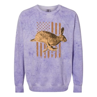 Rabbit Hunting American Flag Camouflage Rabbiting Hunter Great Gift Colorblast Crewneck Sweatshirt