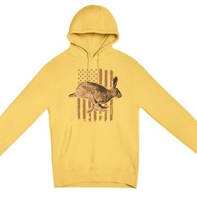 Rabbit Hunting American Flag Camouflage Rabbiting Hunter Great Gift Premium Pullover Hoodie