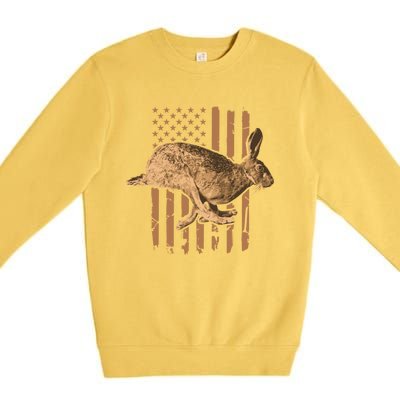 Rabbit Hunting American Flag Camouflage Rabbiting Hunter Great Gift Premium Crewneck Sweatshirt