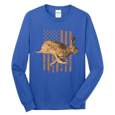 Rabbit Hunting American Flag Camouflage Rabbiting Hunter Great Gift Tall Long Sleeve T-Shirt