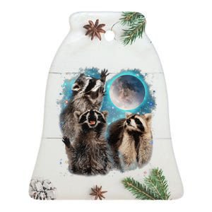 Raccoons Howling At The Moon 3 Racoon Funny Weird Cursed Ceramic Bell Ornament