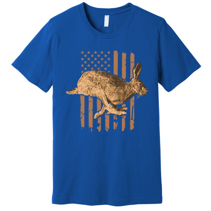 Rabbit Hunting American Flag Camouflage Rabbiting Hunter Gift Premium T-Shirt