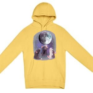 Rats Howling At The Moon Funny Rat Premium Pullover Hoodie