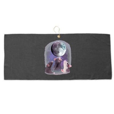 Rats Howling At The Moon Funny Rat Large Microfiber Waffle Golf Towel