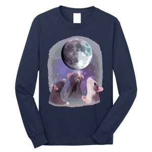 Rats Howling At The Moon Funny Rat Long Sleeve Shirt