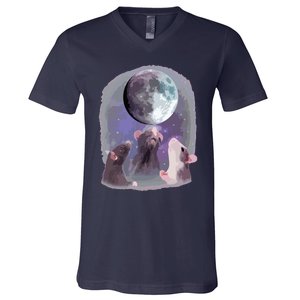 Rats Howling At The Moon Funny Rat V-Neck T-Shirt