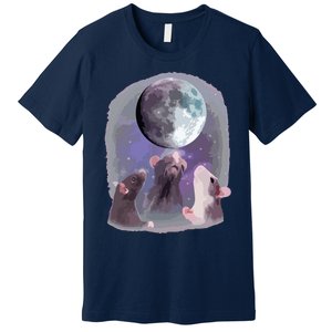 Rats Howling At The Moon Funny Rat Premium T-Shirt