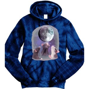 Rats Howling At The Moon Funny Rat Tie Dye Hoodie