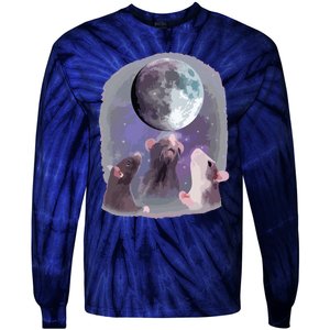 Rats Howling At The Moon Funny Rat Tie-Dye Long Sleeve Shirt