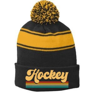 Retro Hockey Apparel Hockey Stripe Pom Pom Beanie