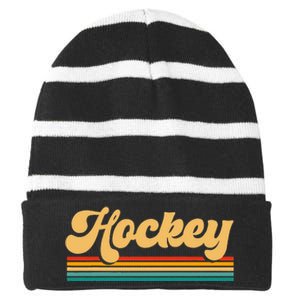 Retro Hockey Apparel Hockey Striped Beanie with Solid Band