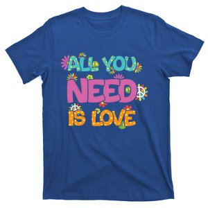 Retro Hippie All You Need Is Love Peace Sign Flowers Gift T-Shirt