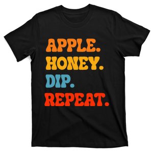 Rosh Hashanah Apple Honey Dip Repeat Jewish New Year Shofar T-Shirt