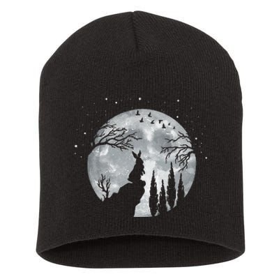 Rabbit Hare Animal Full Moon At Night Funny Pet Bunny Short Acrylic Beanie