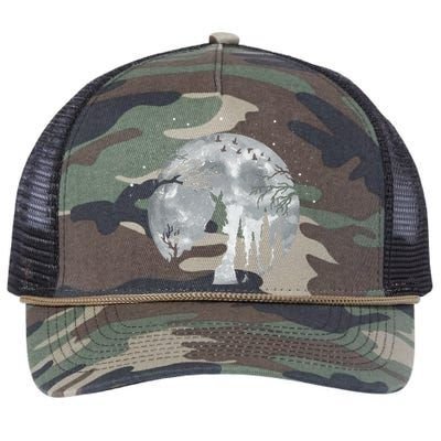 Rabbit Hare Animal Full Moon At Night Funny Pet Bunny Retro Rope Trucker Hat Cap