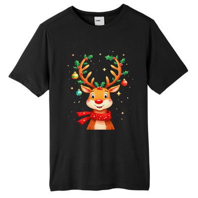 Reindeer Holly Antlers Christmas Tall Fusion ChromaSoft Performance T-Shirt