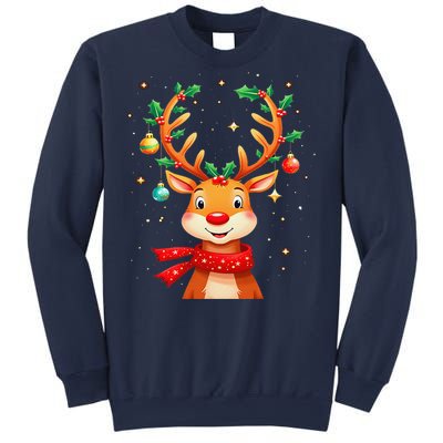 Reindeer Holly Antlers Christmas Sweatshirt