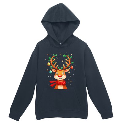 Reindeer Holly Antlers Christmas Urban Pullover Hoodie