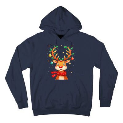 Reindeer Holly Antlers Christmas Tall Hoodie