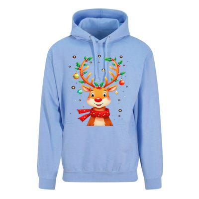 Reindeer Holly Antlers Christmas Unisex Surf Hoodie