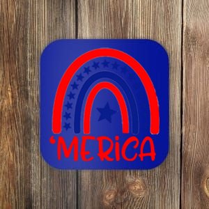 Rainbow Heart America Rainbow 4th Of July Gift Coaster