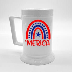 Rainbow Heart America Rainbow 4th Of July Gift Beer Stein