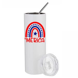 Rainbow Heart America Rainbow 4th Of July Gift Stainless Steel Tumbler